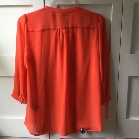 H&M Pleated Orange Blouse Size 8 - Picture 2 of 5